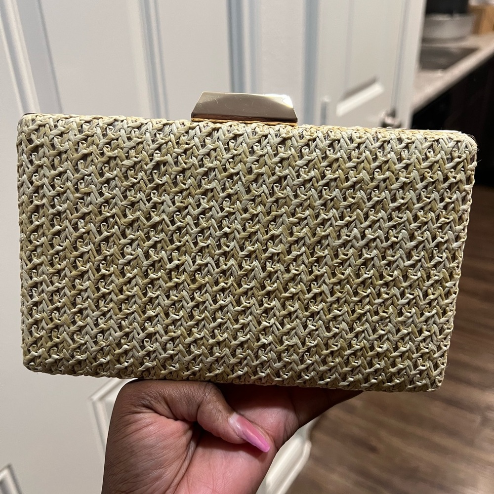 Elegant Woven Beige Clutch